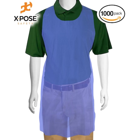 Xpose Safety Disposable Poly Aprons, Polyethylene, 48", Blue, 1000 PK AP100B-10-X-S